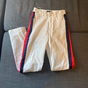 The fifth label size white pants w/racing stripes